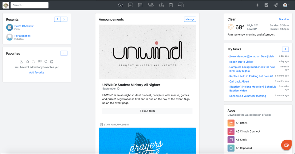 screenshot of A6 Church